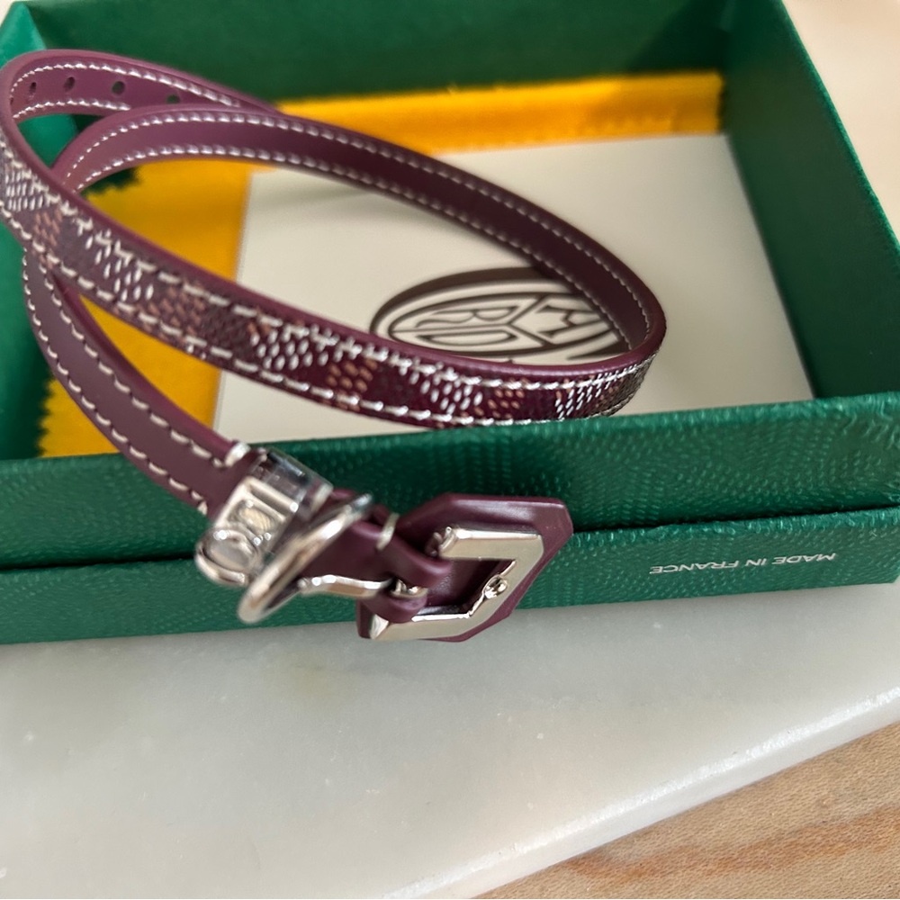 Goyard Burgundy Bracelet with Silver Buckle